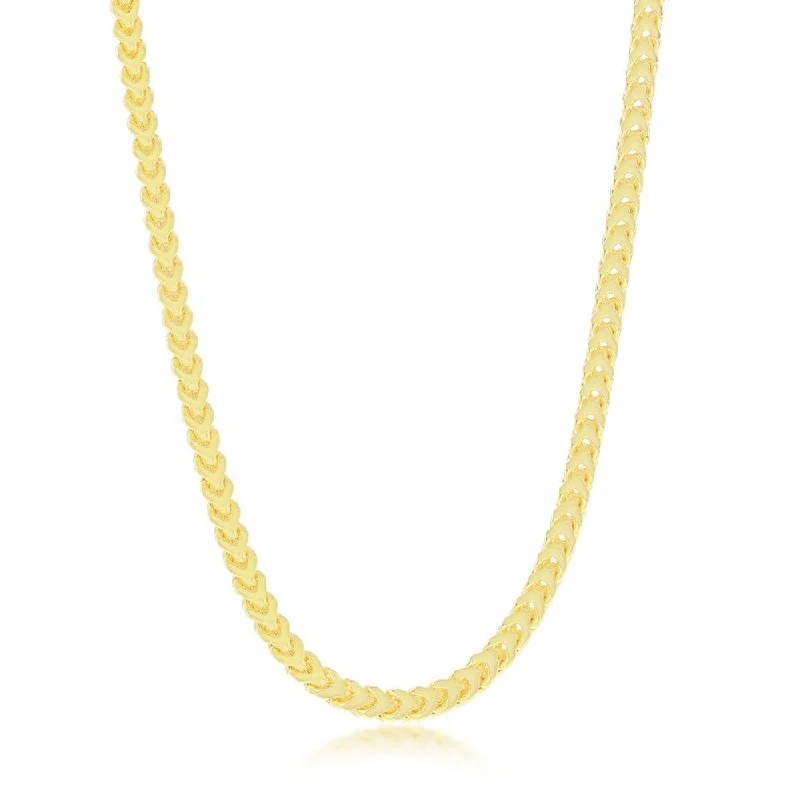 Matte bead necklaces-Franco Chain 3mm Sterling Silver or Gold Plated Over Sterling Silver 24" Necklace