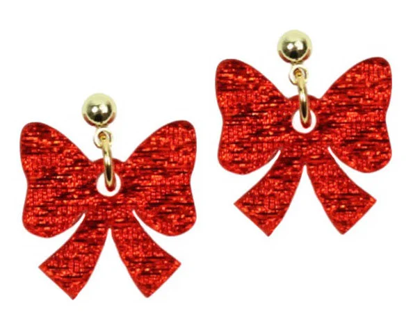 Glowing druzy earrings-The Red Bow Earring