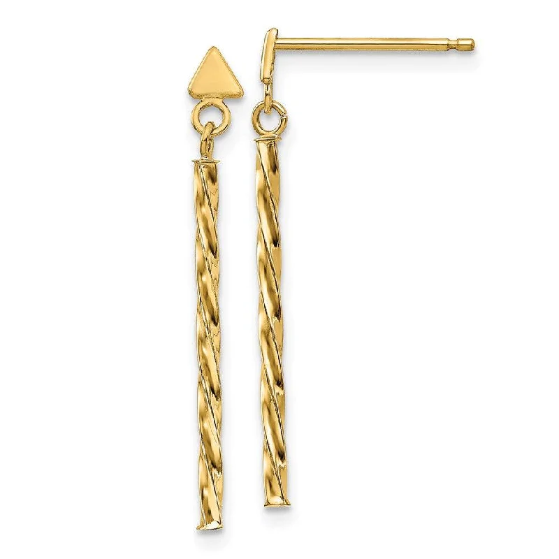 Ripple shape earrings-14k Polished Twist Bar Dangle Earrings