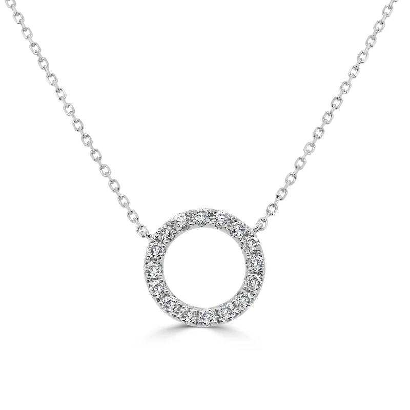 Corded satin necklaces-14k Gold & Diamond Open Circle Necklace