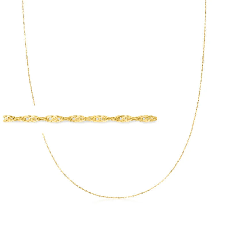 Pentagon pendant necklaces-Ross-Simons 1mm 14kt Yellow Gold Singapore Chain Necklace