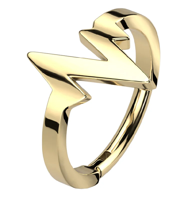 Solid stone rings-Gold PVD Pulse Stainless Steel Hinged Segment Ring