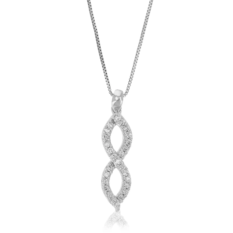 Orbit charm necklaces-1/10 cttw Lab Grown Round Diamond Infinity Pendant Necklace .925 Sterling Silver For Women 1/5 Inch With 18 Inch Chain