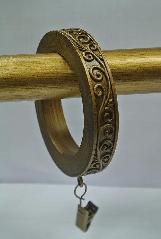 Dark grain rings-Set of 4 Large Scroll Designer Curtain Rings in Renaissance Gold