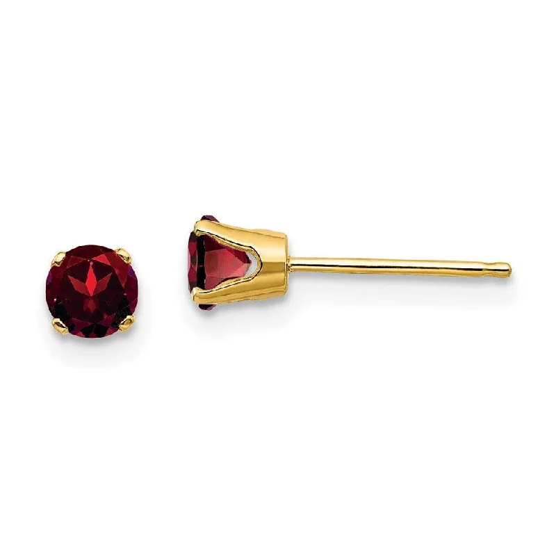 Amber stud earrings-14k 4mm Round January/Garnet Post Earrings