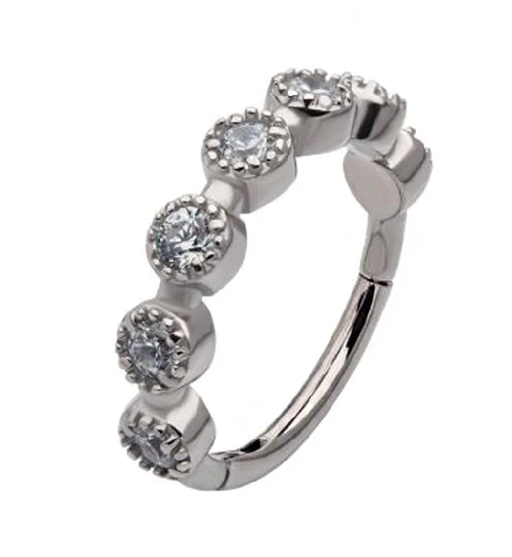 Solo dot rings-Clear CZ Band Hinged Segment Ring