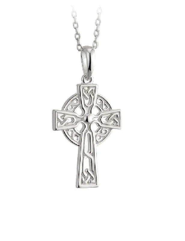 Skewed design necklaces-Exquisite Two-Sided Celtic Cross Necklace - Crafted in Ireland