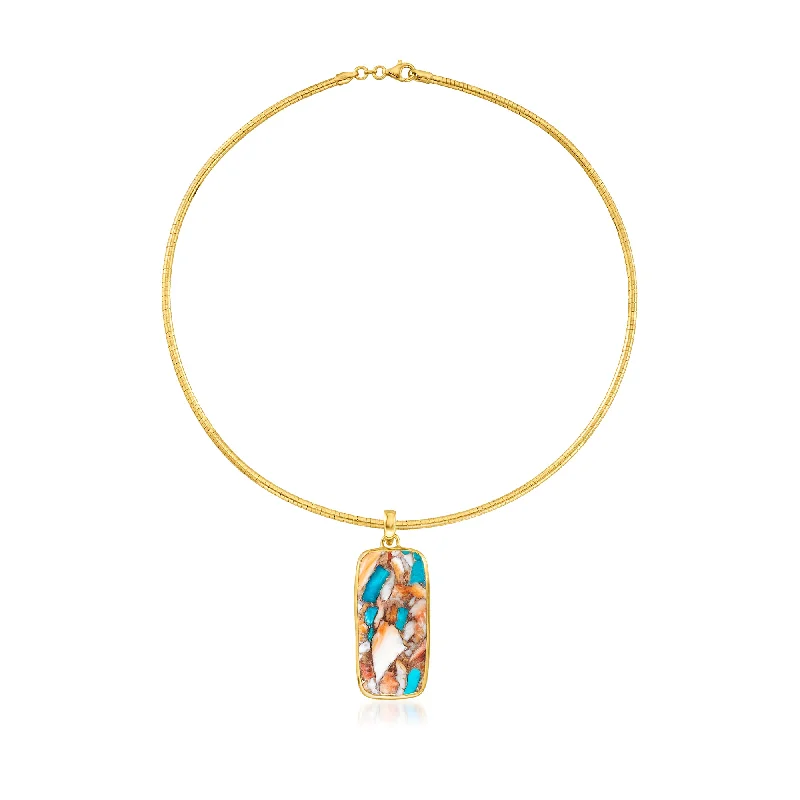 Unity charm necklaces-Ross-Simons Kingman Turquoise Necklace in 18kt Gold Over Sterling