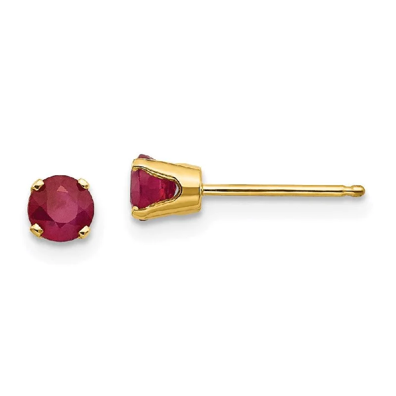 Stranded bead earrings-14k 4mm July/Ruby Post Earrings