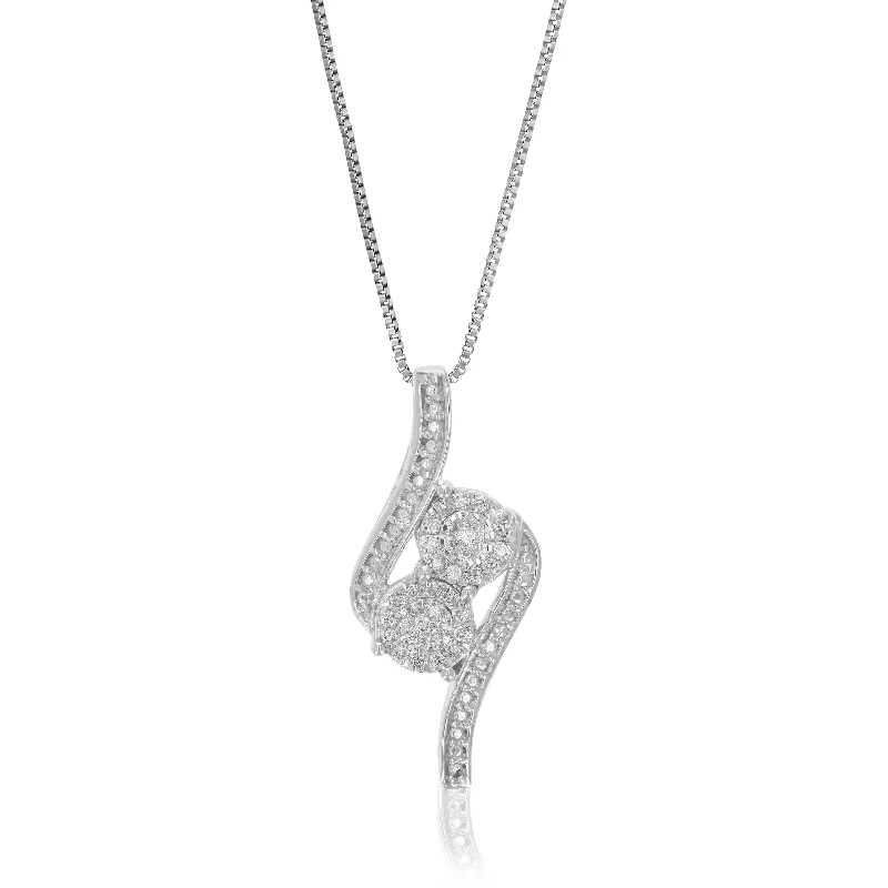 Fine choker necklaces-1/6 cttw Lab Grown Diamond .925 Sterling Silver Bypass Pendant Necklace 2/5 Inch With 18 Inch Chain