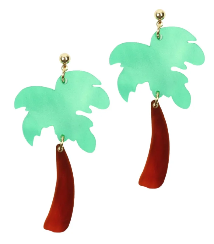 Pearl cluster earrings-Palm Tree Earring