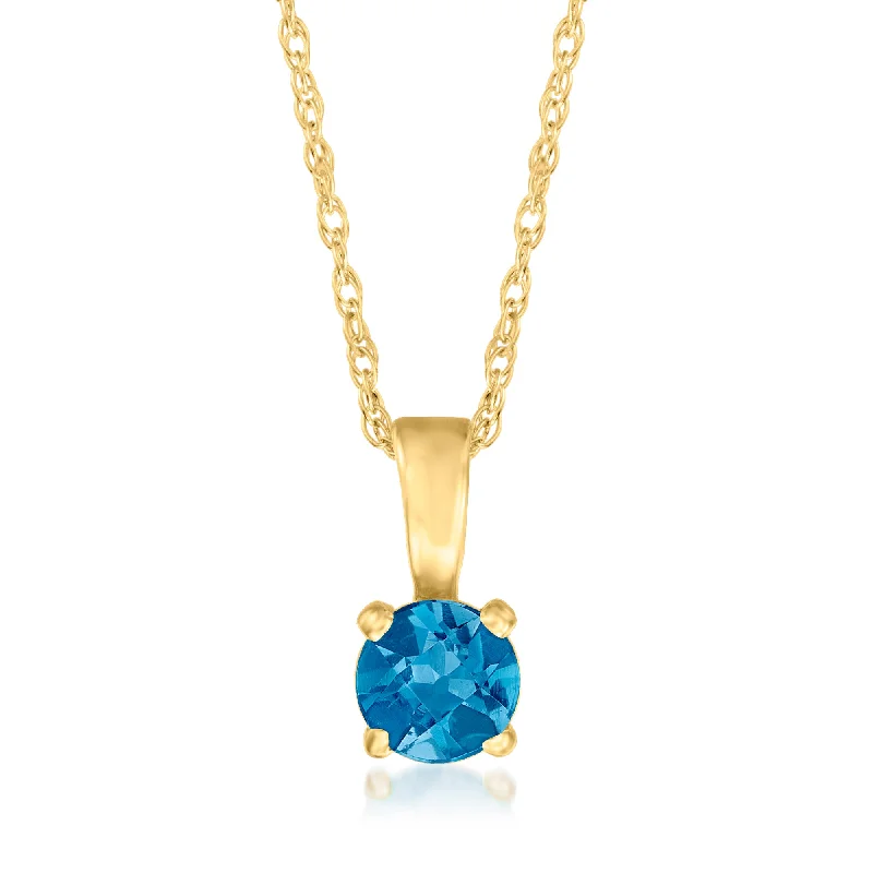 Hawk feather necklaces-Ross-Simons London Blue Topaz Pendant Necklace in 14kt Yellow Gold. 16 inches