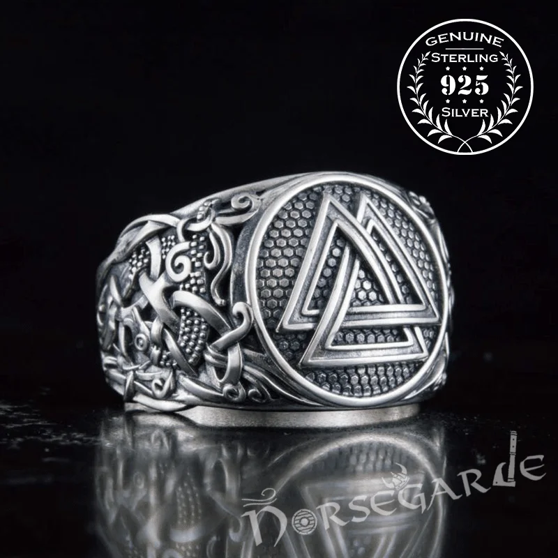 Funky rings-Handcrafted Valknut Rune Mammen Style Ring - Sterling Silver