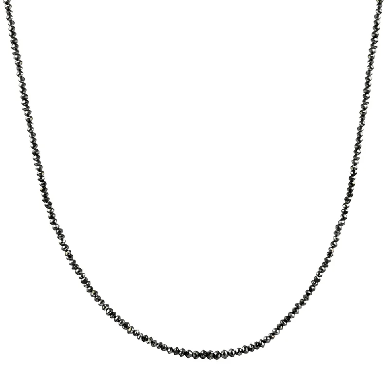 Satin gold necklaces-15Ct TW Black Diamond Necklace 16" With 2" Extended 18k Yellow Gold