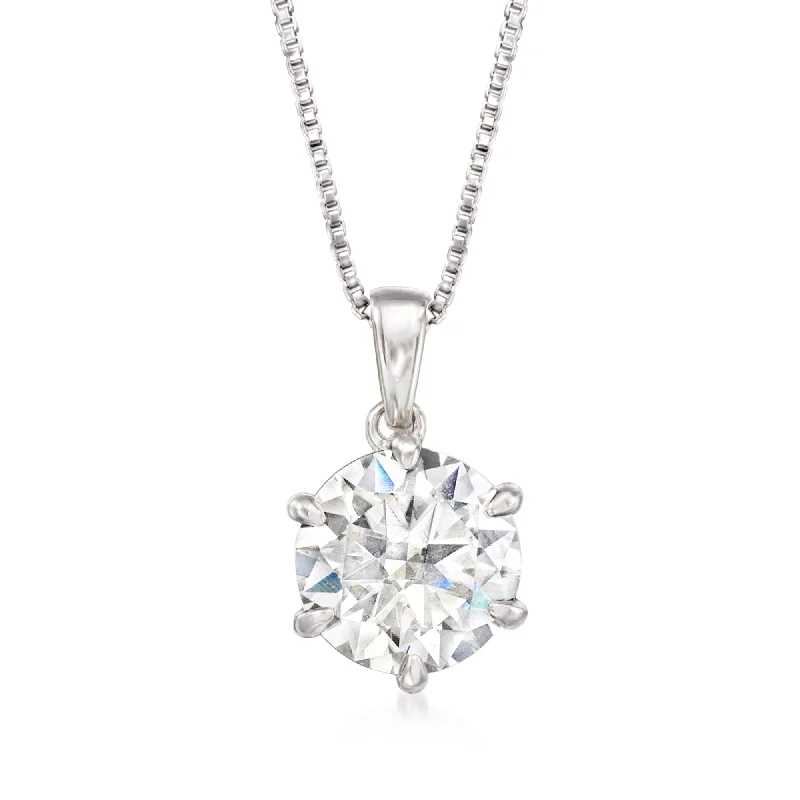 Ripple shape necklaces-Ross-Simons Moissanite Solitaire Necklace in Sterling Silver