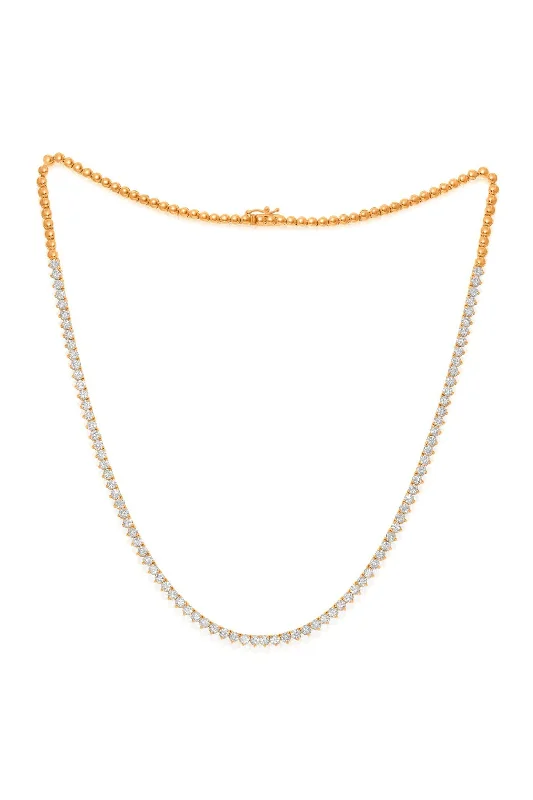 Ripple shape necklaces-14KT ROSE GOLD DIAMOND HALF WAY NECKLACE FETAURES 3.15 CARATS OF DIAMONDS, TREE PRONG.