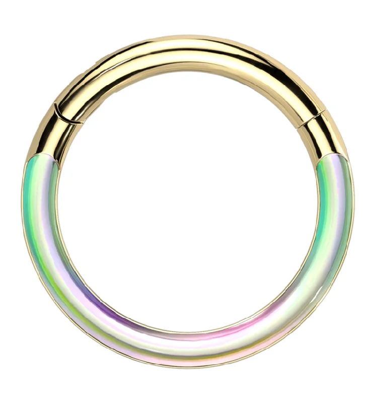 Solo dot rings-Gold PVD Achromic Titanium Hinged Segment Ring