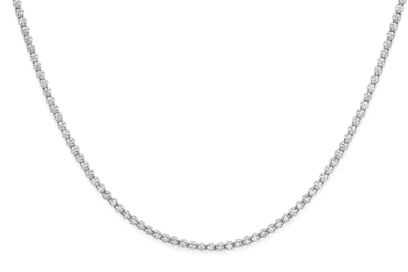 Crafted initial necklaces-14 kt white gold, 17" 4 prong diamond tennis necklace featuring 4.00 cts tw round diamonds