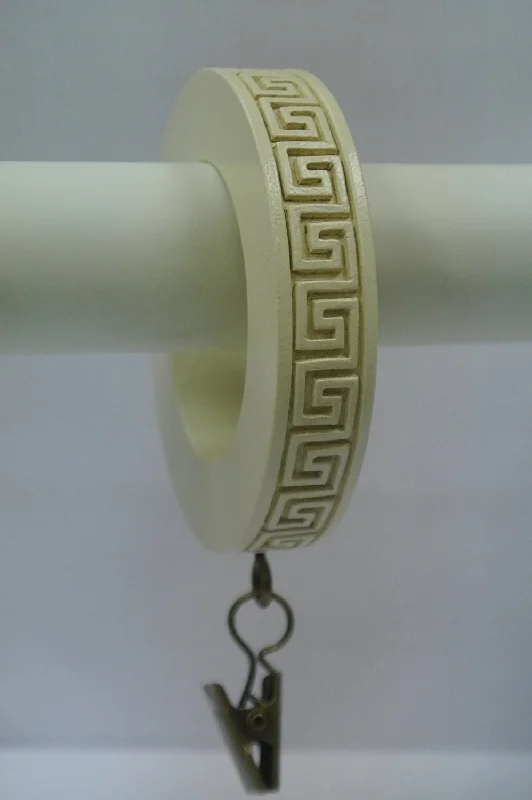 Hawk design rings-Set of 14 Greek Key Designer Curtain Rings in Ivory