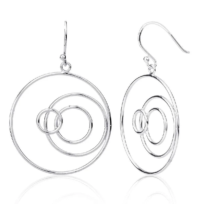 Sloped drop earrings-Sterling Silver Multi Open Circles Earrings