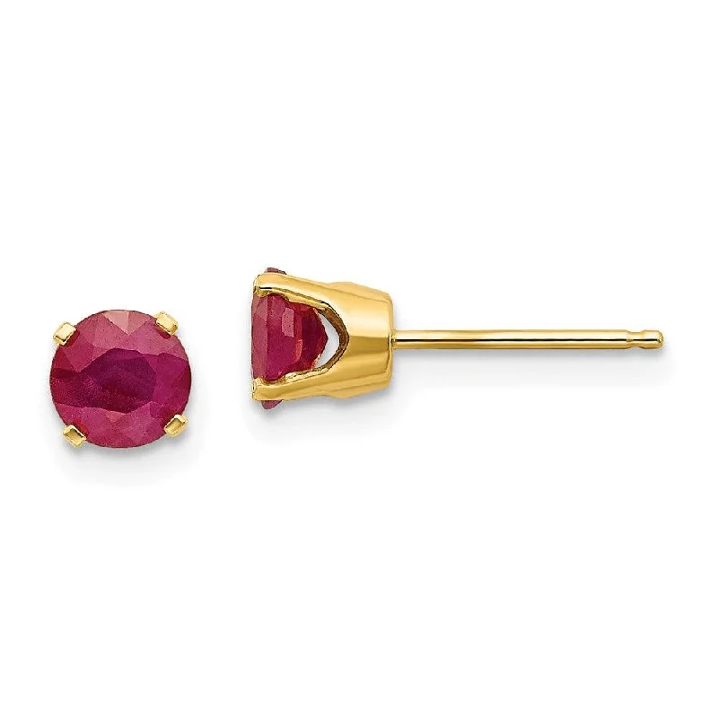 Mystic eye earrings-14k 5mm Ruby Earrings - July