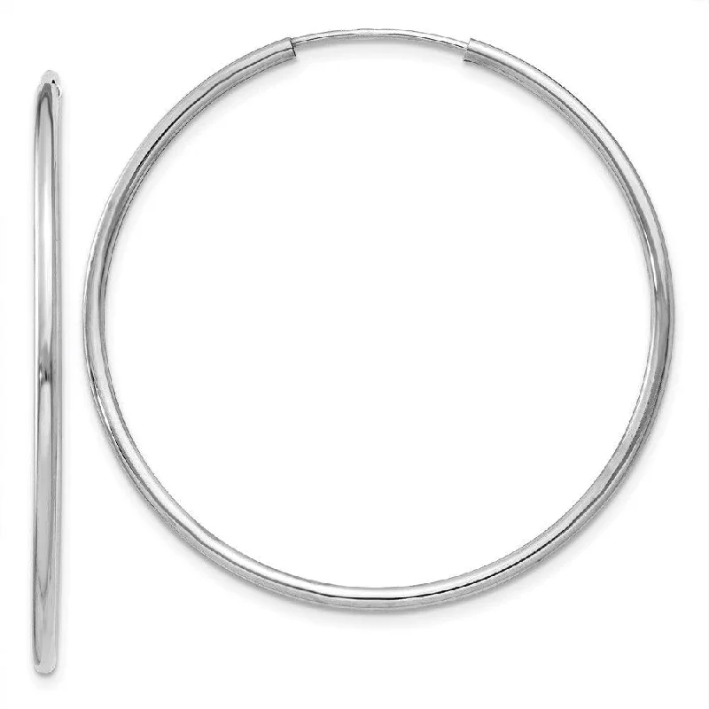 Bare hoop earrings-14k White Gold 1.5mm Polished Endless Hoop Earrings