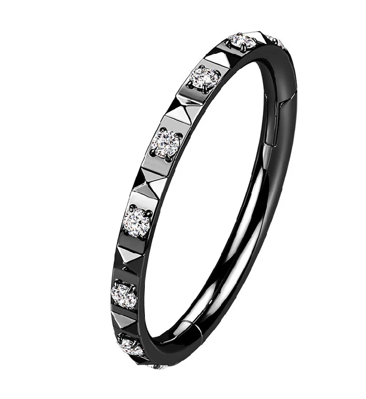 Mirror gloss rings-Black PVD Ediface Gem Hinged Segment Ring