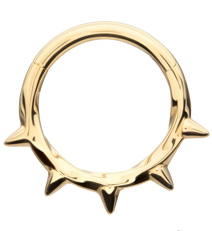 Delicate accent rings-14kt Gold Barbed Hinged Segment Ring