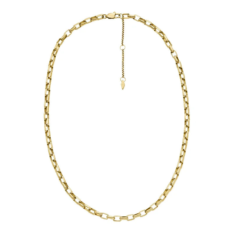 Thai style necklaces-Fossil Women's Archival Core Essentials Gold-Tone Stainless Steel Chain Necklace