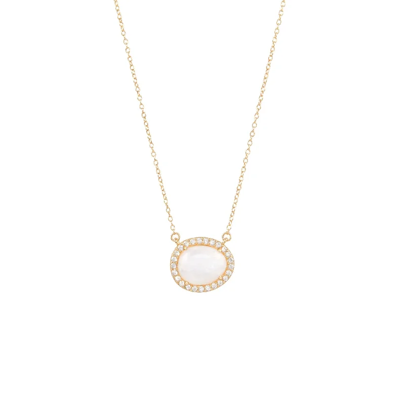 Flowing design necklaces-Adornia Moonstone Halo Necklace 14k gold vermeil