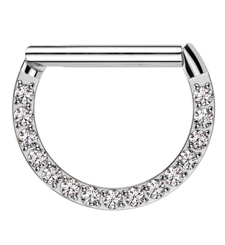 Timeless deco rings-Deca Clear CZ Stainless Steel Hinged Segment Ring