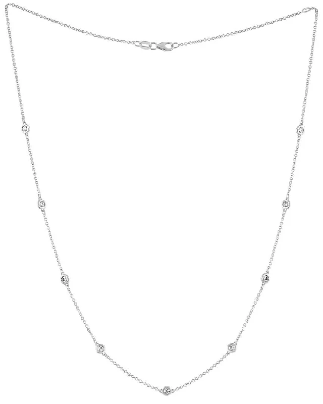 Jute cord necklaces-14 kt white gold, 18" diamonds-by-the-yard necklace featuring 0.50 cts tw round diamonds