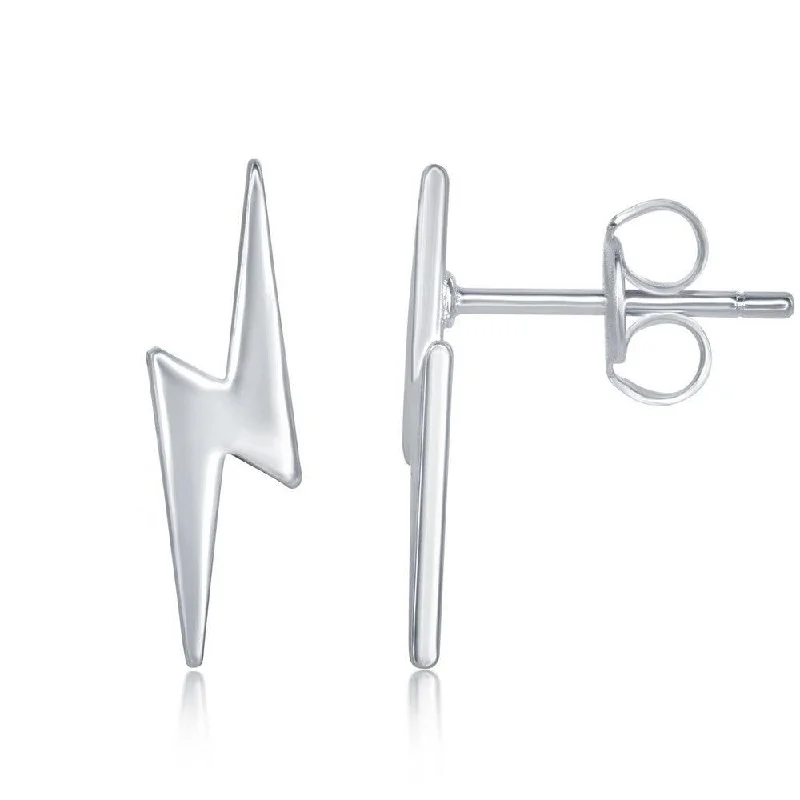 Opulent tier earrings-Sterling Silver Small Lightning Bolt Earrings