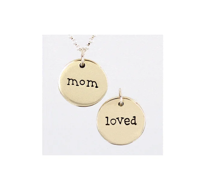 Glowing druzy necklaces-Loved Mom Sterling Double Sided Sterling Necklace