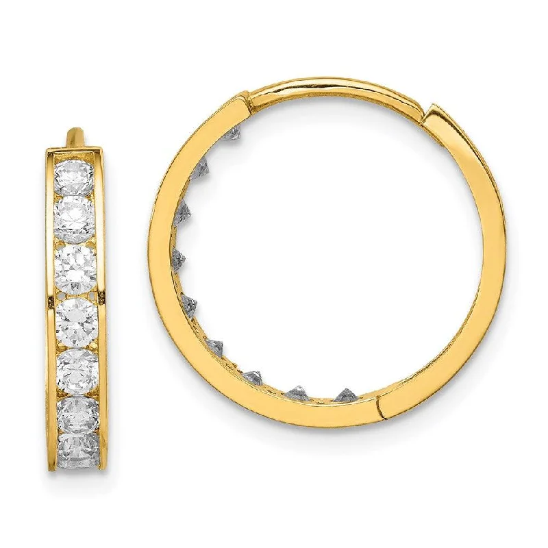 Orbit phase earrings-14K CZ Hinged Hoop Earrings