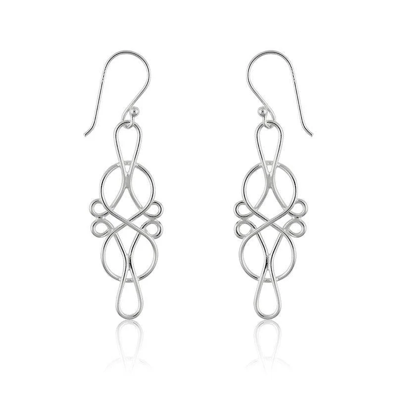 Opulent statement earrings-Sterling Silver Designed Infinity Earrings