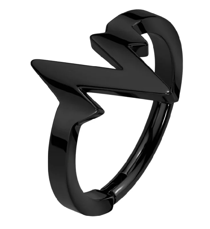 Flex open rings-Black PVD Pulse Stainless Steel Hinged Segment Ring