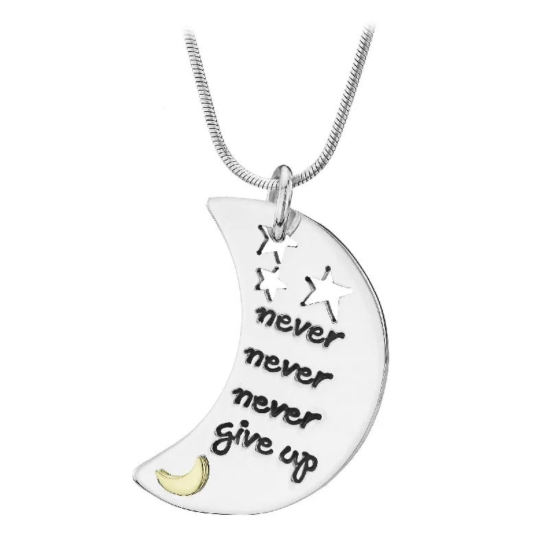 Lustrous pearl necklaces-Never Never Never Give Up Sterling Necklace