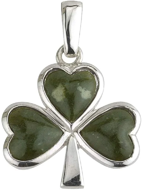 Drifting gem necklaces-Lucky Charm: Sterling Silver Shamrock Necklace with Connemara Marble