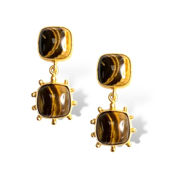 Kelp theme rings-Dina Mackney - Tiger Eye Double Earring