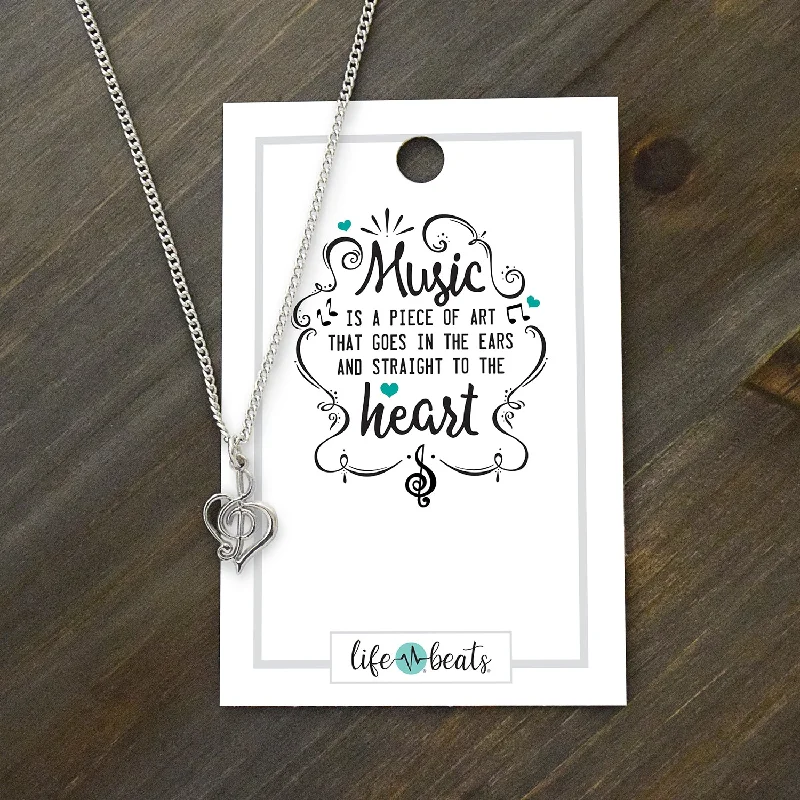 Tahitian pearl necklaces-Song of the Heart - Silver Finish Necklace