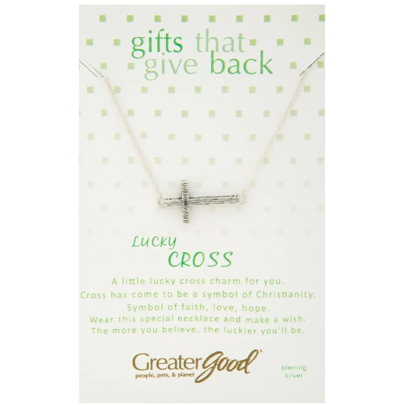 Vivid gem necklaces-Wish You Well Cross Sterling Necklace