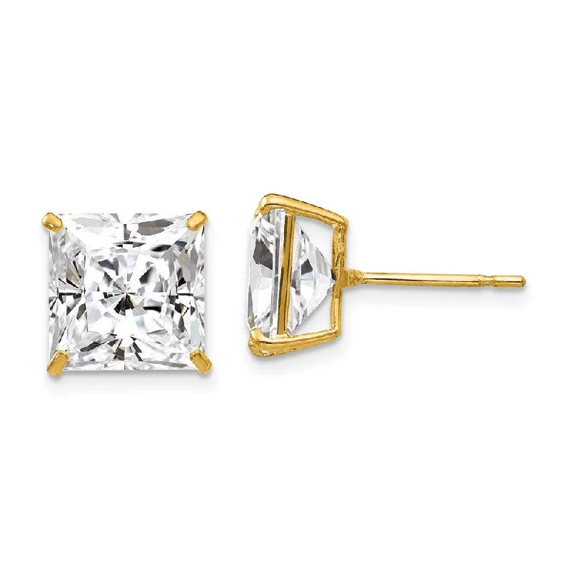 Thai tile earrings-14k 10mm Square CZ Post Earrings