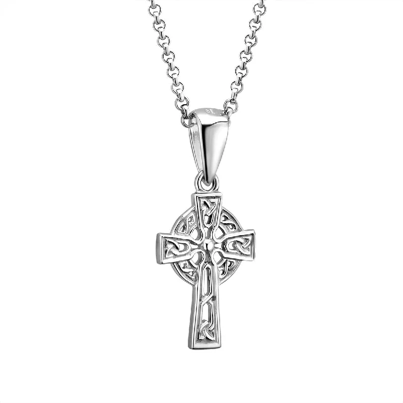 Bold art necklaces-Authentic Sterling Silver Irish Celtic Cross Necklace