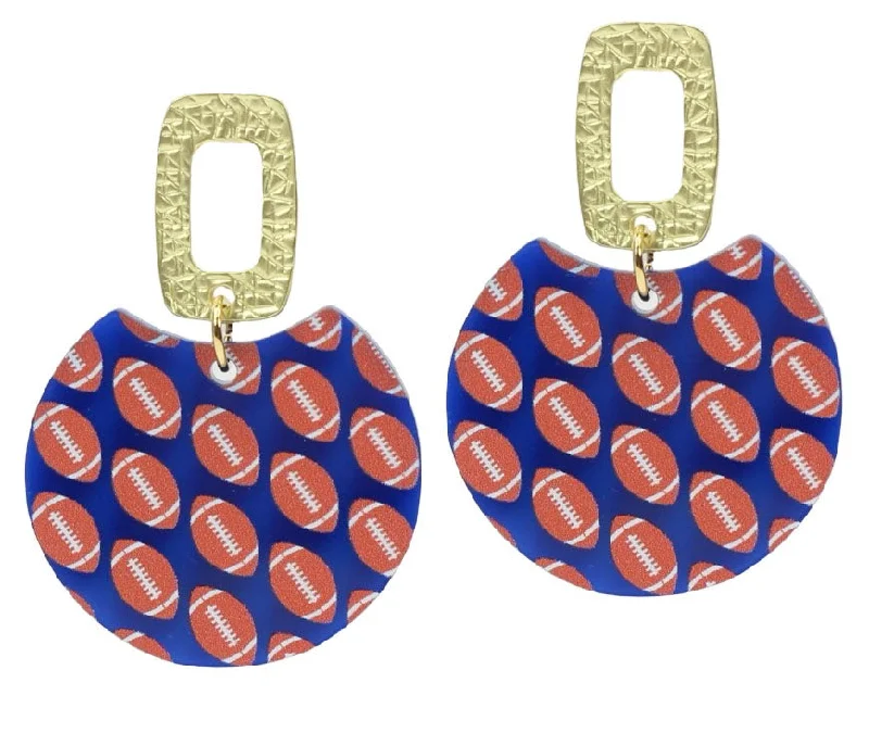 Solid hoop earrings-The Leighton Earring - Blue + Orange Football