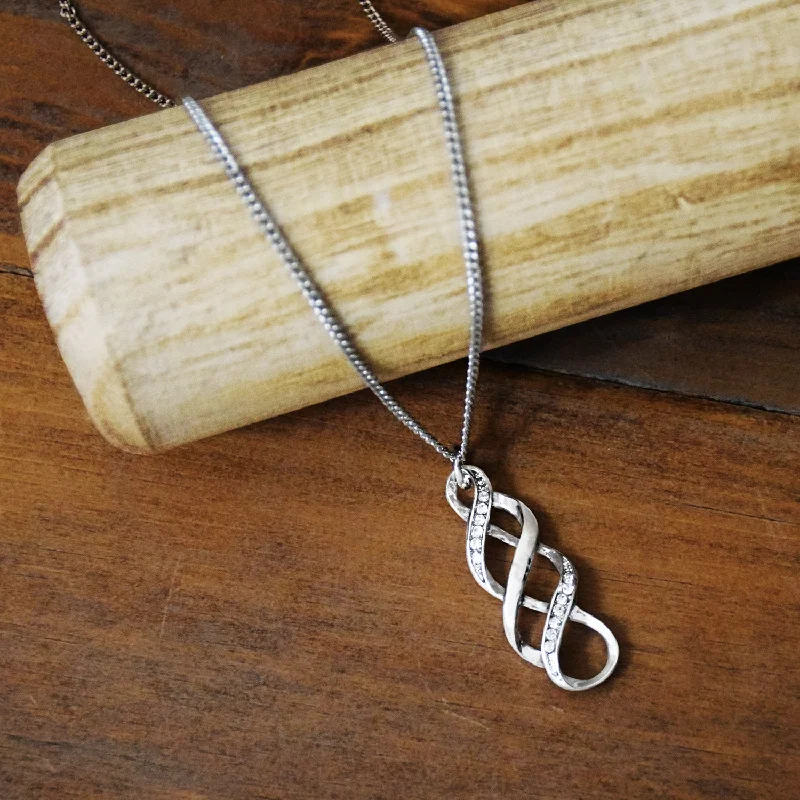 Thin twine necklaces-Joy In the Journey Necklace - Silver Finish with clear stones