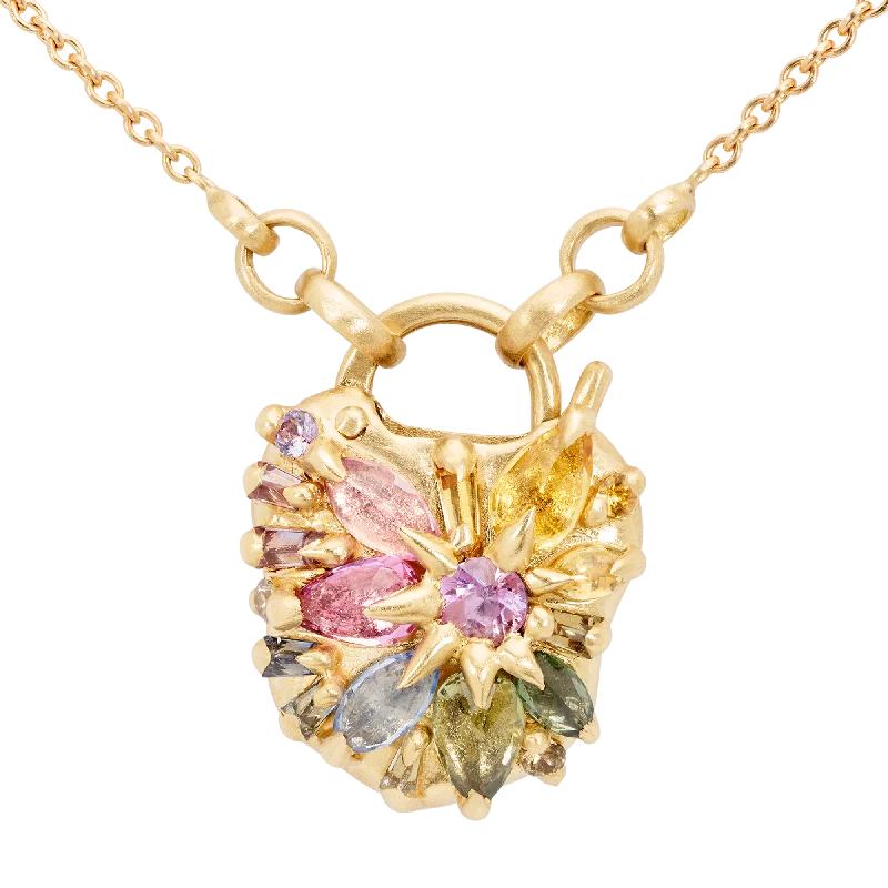 Amber drop necklaces-Pastel Rainbow Fantaisie Padlock Necklace - Made to Order