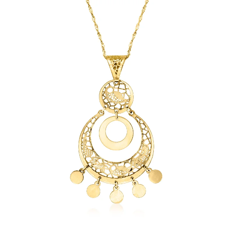 Unity charm necklaces-Ross-Simons Italian 14kt Yellow Gold Filigree Pendant Necklace