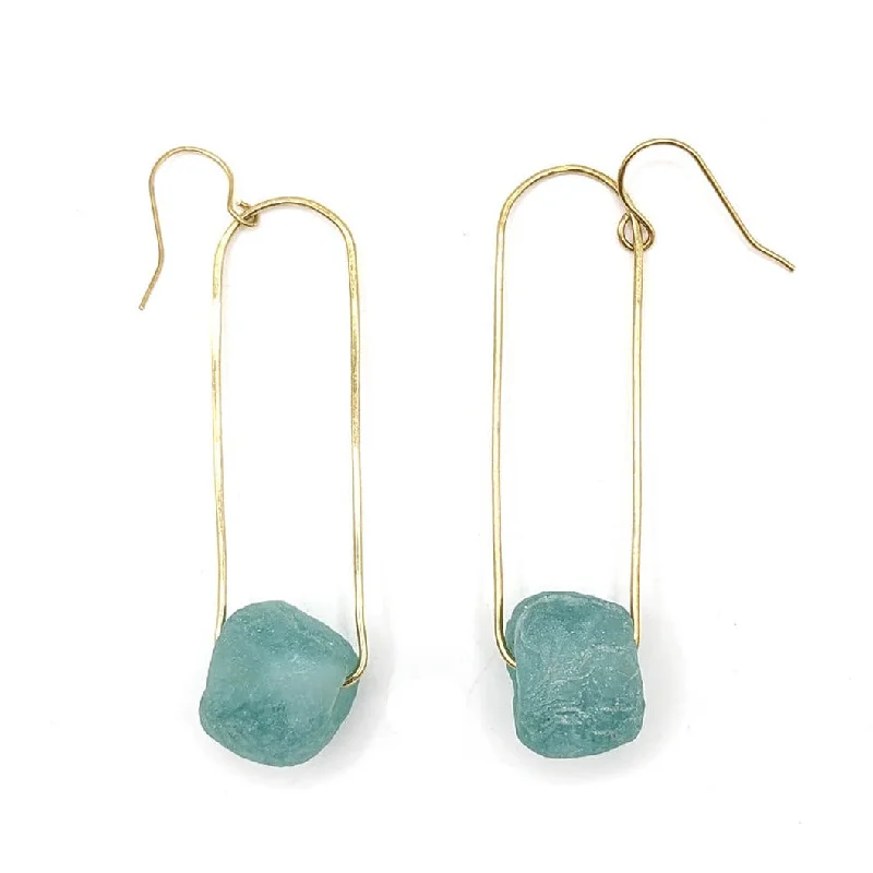 Slip knot earrings-Aqua Jasmine Drops