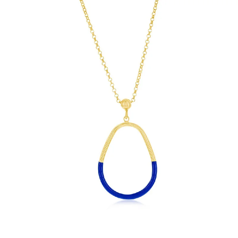 Circle shape necklaces-Sterling Silver, Midnight Enamel Pear-Shaped Necklace - Gold Plated